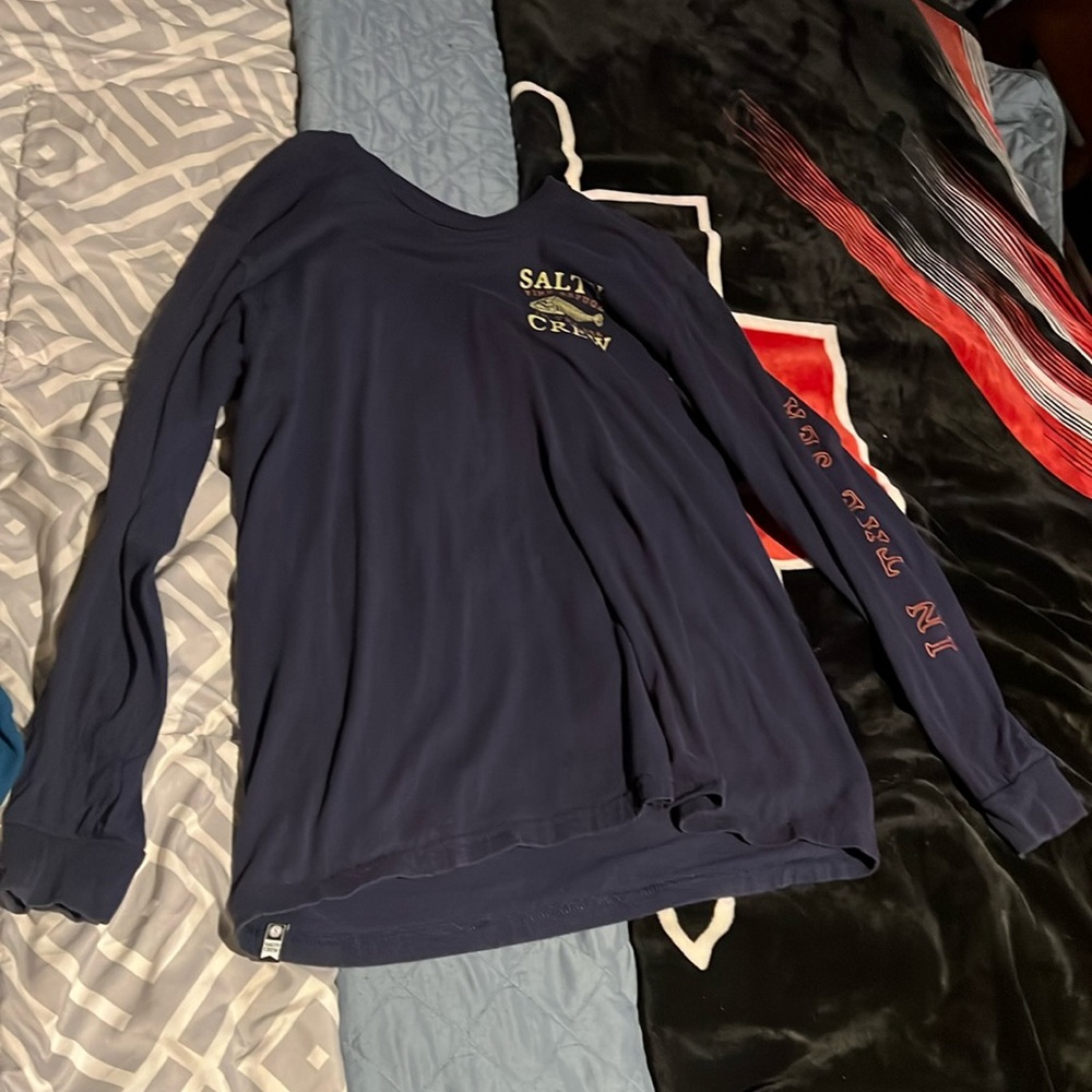 SALTY CREW LONG SLEEVE | USED | NEVER WORN | NAVY BLUE | MENS LARGE